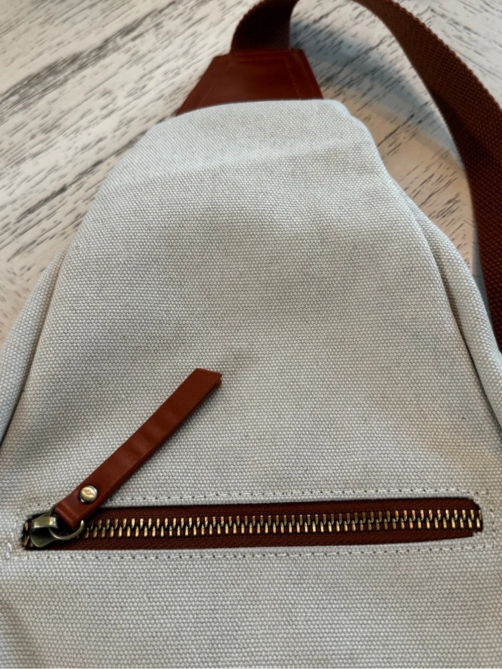 Antik Kraft Samara Canvas Sling Backpack Crossbody Cream Brown